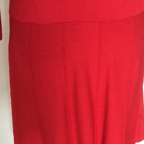 Red Ann Taylor pleated A Line dress - Picture 3 of 5